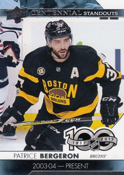 insert karta PATRICE BERGERON 17-18 UD Ser. 1 Centennial Standouts číslo CS-46